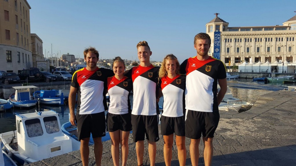 WM in Syrakus (von links nach rechts): Jonas Vieren, Charlotte Dörfler, Felix Fittkau, Caroline Sinsel und Marco Hoppstock